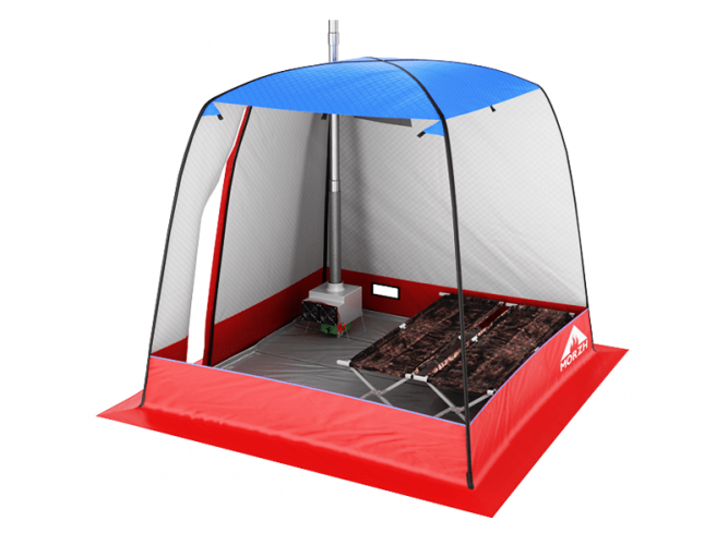 Мобильная баня-палатка МОРЖ c 2-мя окнами сине-красный в Севастополе