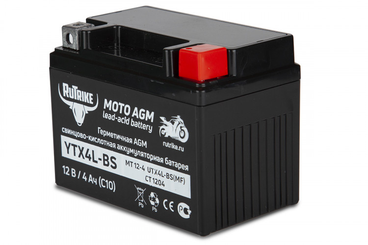 Аккумулятор стартерный для мототехники Rutrike YTX4L-BS (12V/4Ah) в Севастополе