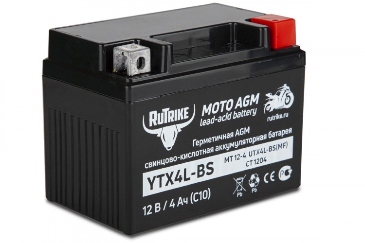 Аккумулятор стартерный для мототехники Rutrike YTX4L-BS (12V/4Ah) в Севастополе