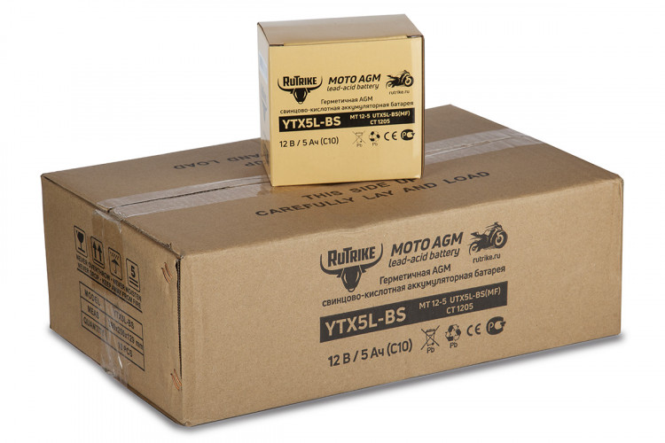 Аккумулятор стартерный для мототехники Rutrike YTX5L-BS (12V/5Ah) в Севастополе