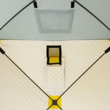 Палатка для рыбалки Helios утепл.Куб 1,5х1,5 желтый/серый в Севастополе