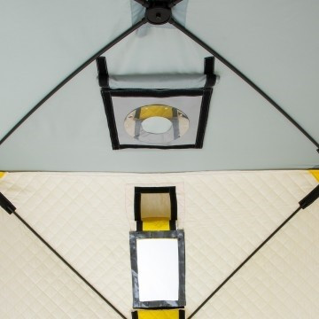 Палатка для рыбалки Helios утепл.Куб 1,5х1,5 желтый/серый в Севастополе