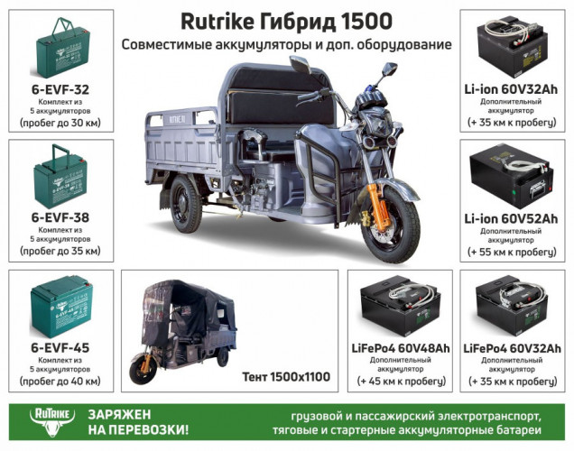 Грузовой электрический трицикл RuTrike Гибрид 1500 в Севастополе