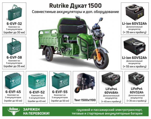 Грузовой электрический трицикл RuTrike Дукат 1500 в Севастополе